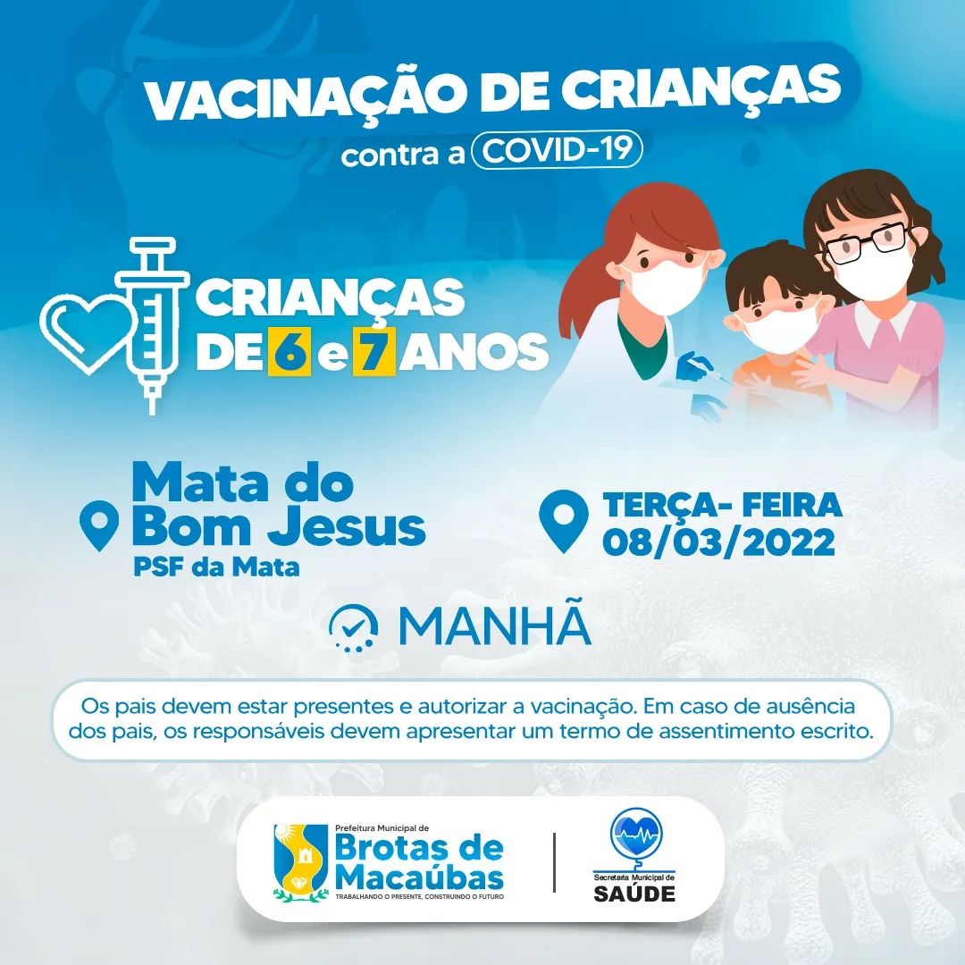 Vacinação de crianças 6 a 7 anos Mata do Bom Jesus Prefeitura de